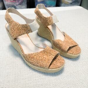 Donald J Pliner Tan Cork Espadrille Wedge Wynn Sandals - 7.5